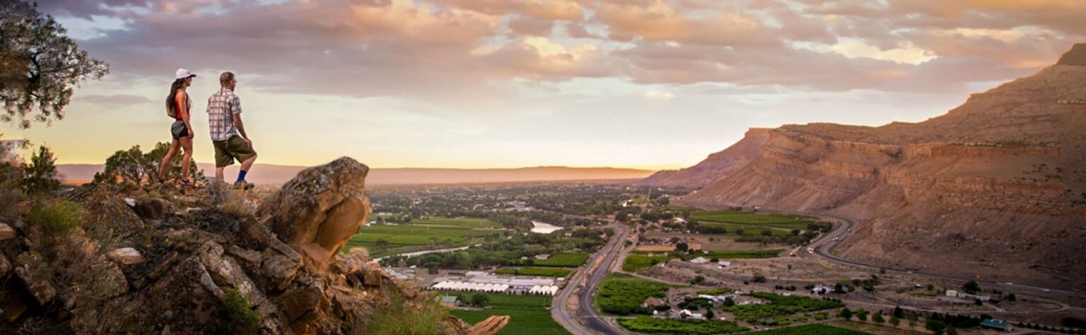 view of the valley into Palisade during sunset
